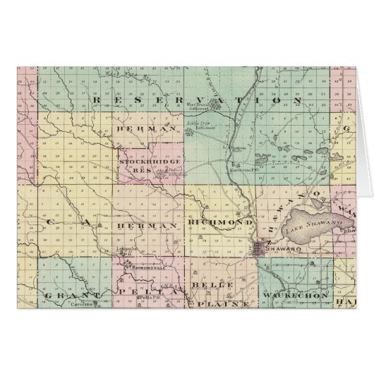 Map of Shawano County, State of Wisconsin Cards (Front Horizontal)