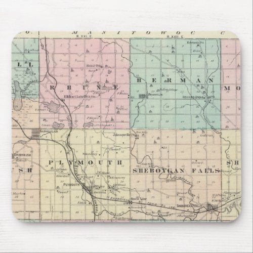 Map of Sheboygan County State of Wisconsin Mouse Pad