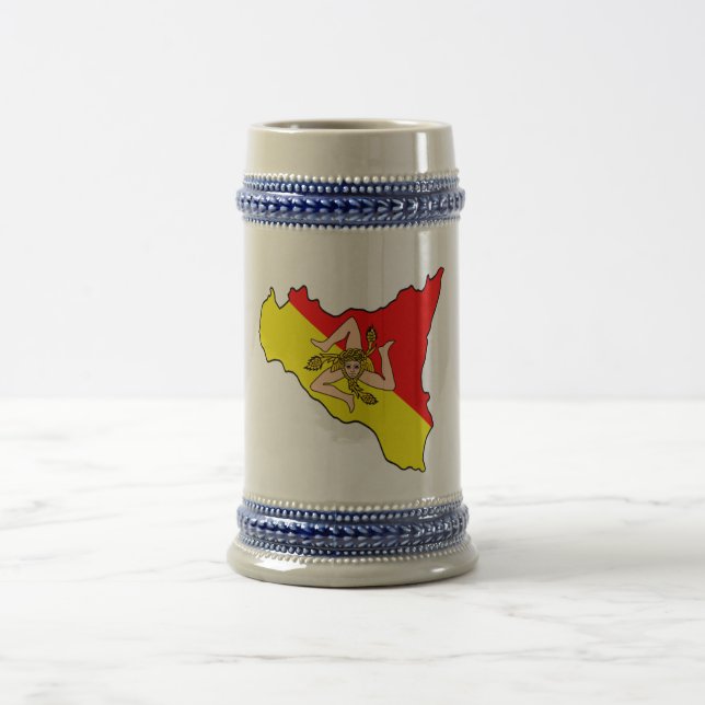 Map of Sicily with Trinacria Symbol Beer Stein (Center)