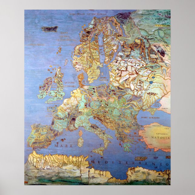 Map of Sixteenth Century Europe Poster (Front)
