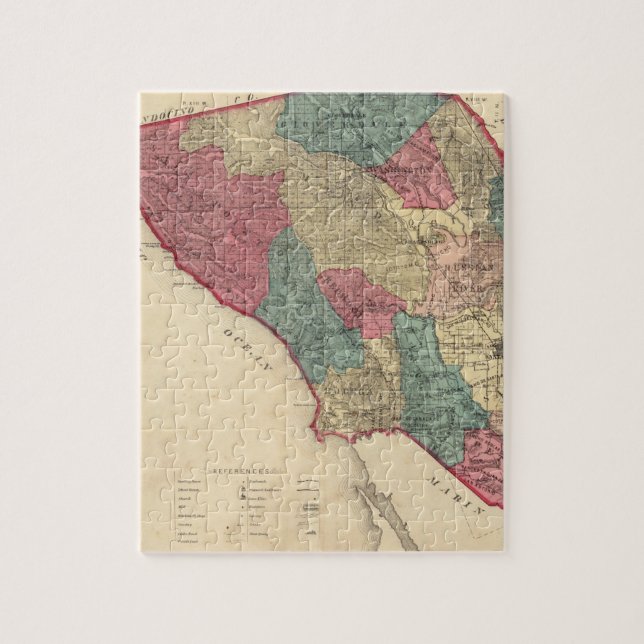 Map of Sonoma County California Jigsaw Puzzle (Vertical)