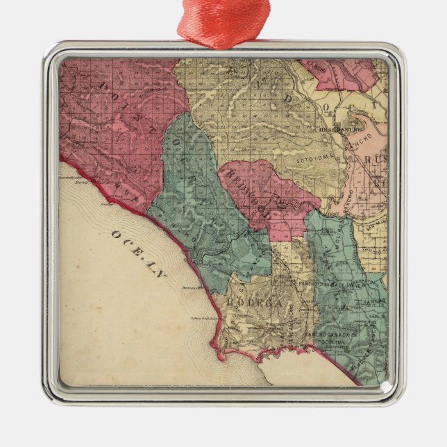 Map of Sonoma County California Metal Ornament (Front)