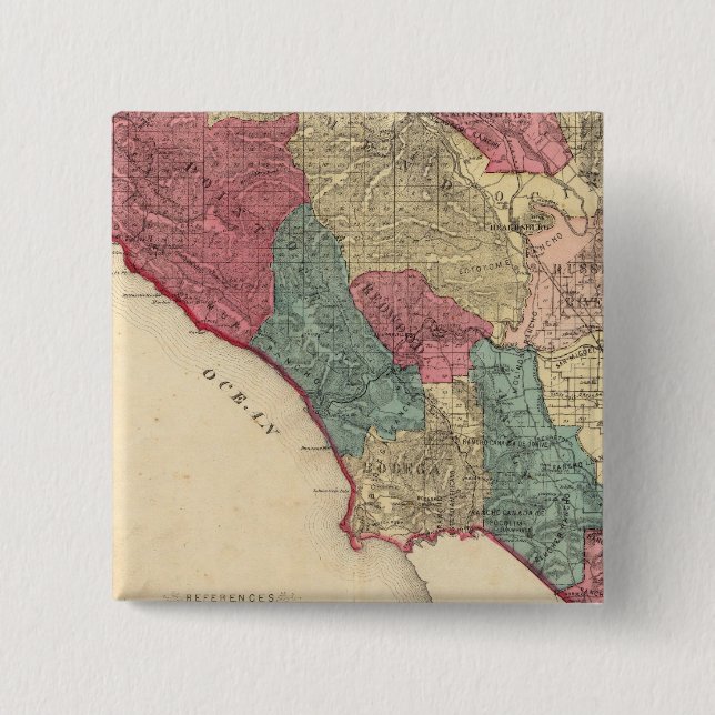 Map of Sonoma County California Pinback Button (Front)