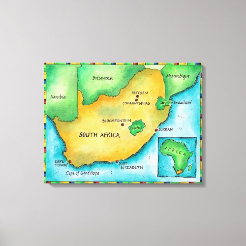 Map of South Africa 2 Canvas Print