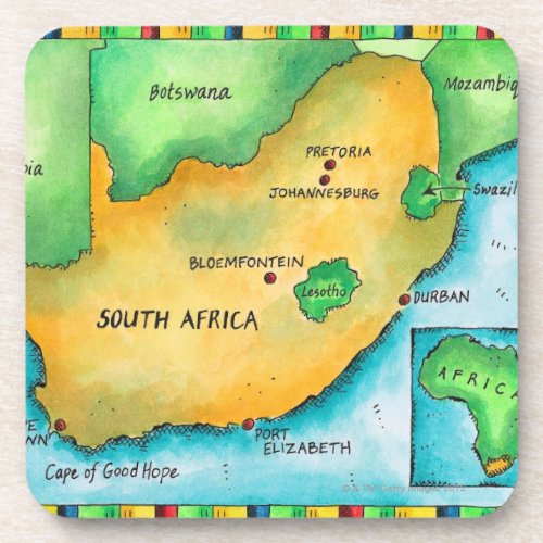 Map of South Africa Beverage Coaster