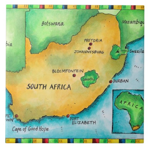 Map of South Africa Ceramic Tile