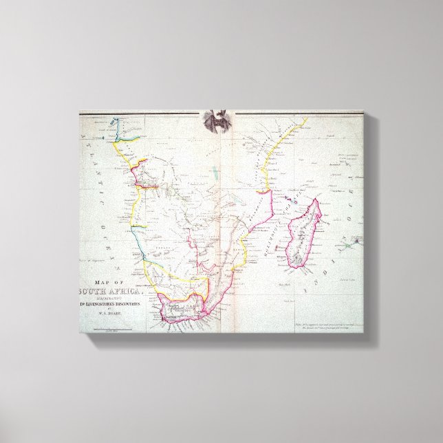 Map of South Africa illustrating Canvas Print (Front)