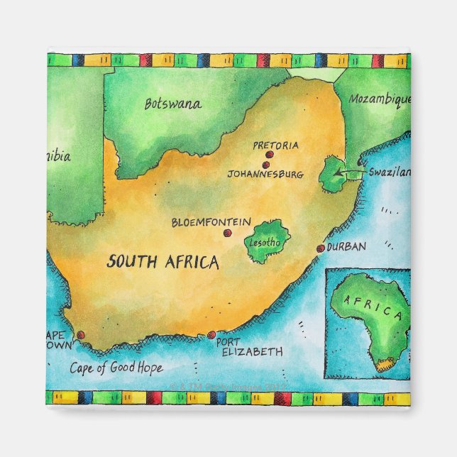 Map of South Africa Magnet (Front)