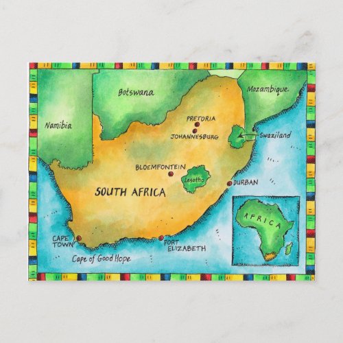 Map of South Africa Postcard