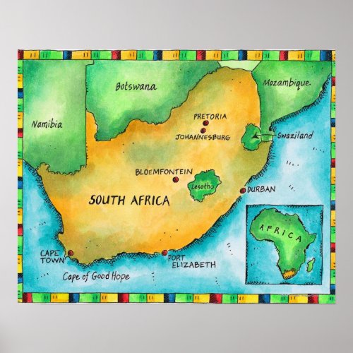 Map of South Africa Poster