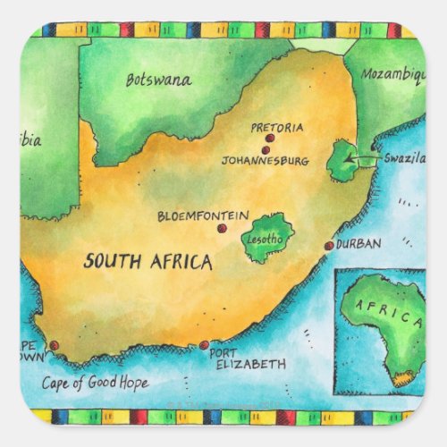 Map of South Africa Square Sticker