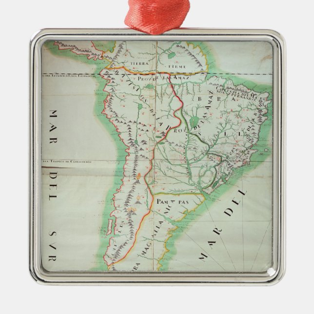 Map of South America, 1777 Metal Ornament (Front)