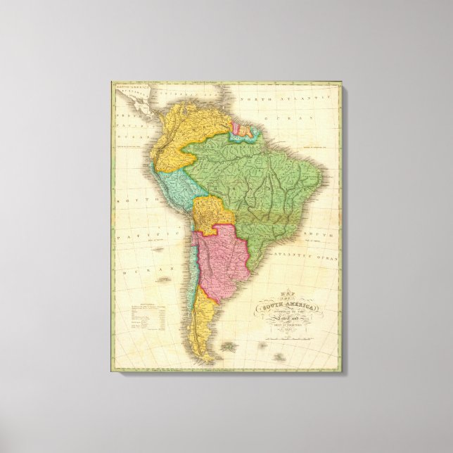 Map of South America 3 Canvas Print (Front)
