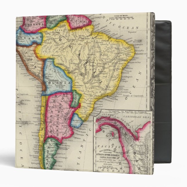 Map Of South America 3 Ring Binder (Front/Inside)