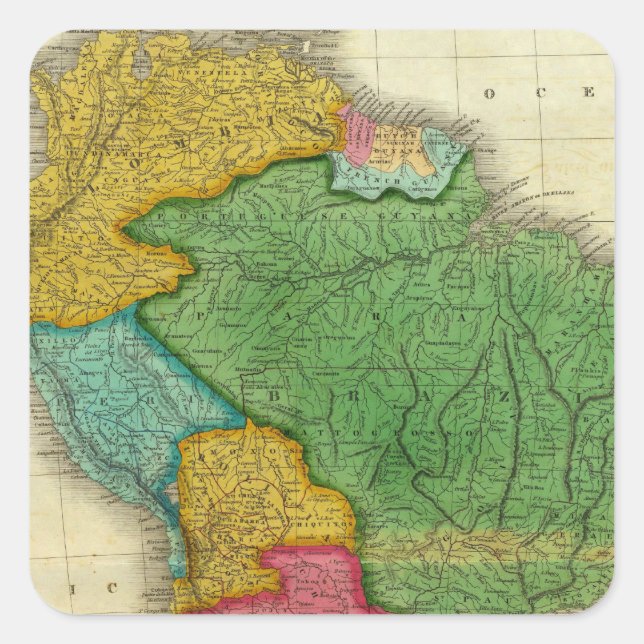Map of South America 3 Square Sticker (Front)