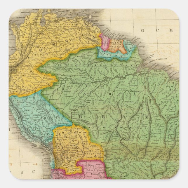 Map of South America 4 Square Sticker (Front)