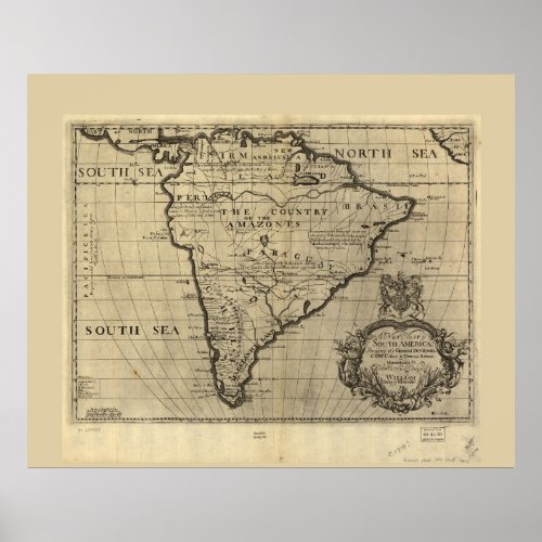 Map of South America circa 1700 Poster