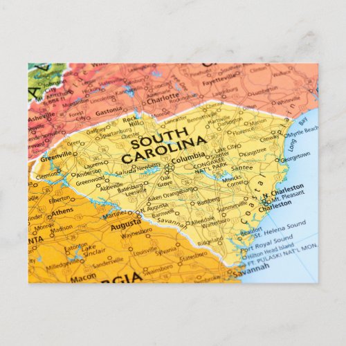Map of South Carolina Postcard