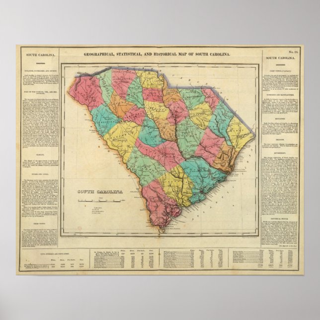 Map Of South Carolina Poster (Front)