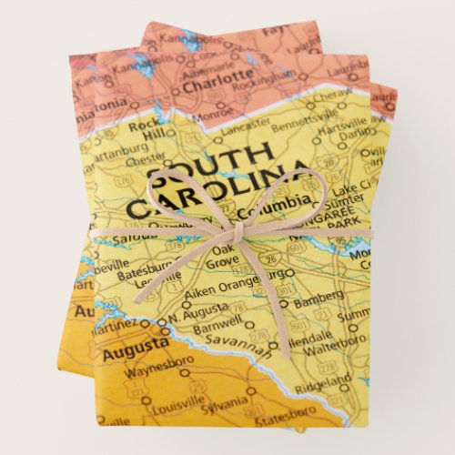 Map of South Carolina  Wrapping Paper Sheets