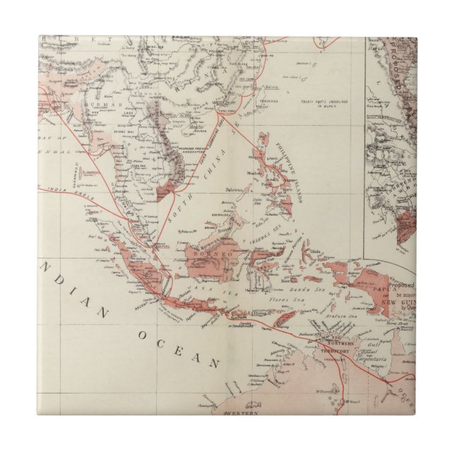 Map of South-East Asia & North Australia Ceramic Tile (Front)