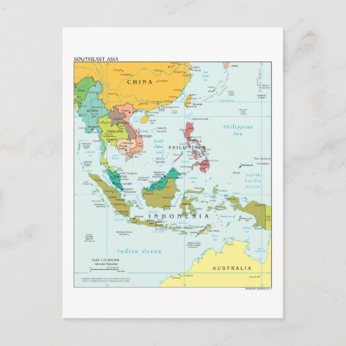 Map of South_East_Asia Postcard