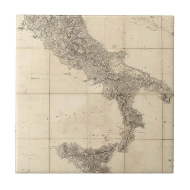 Map of South Italy and Adjacent Coasts Ceramic Tile (Front)