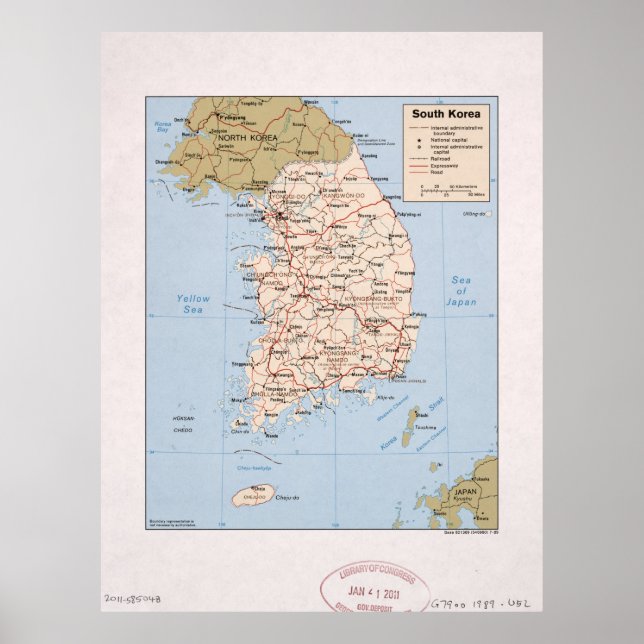 Map of South Korea (1989) Poster (Front)
