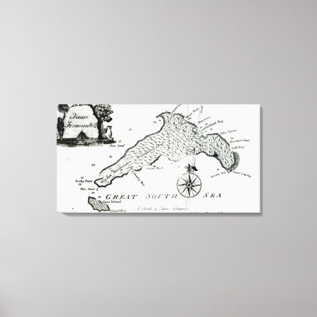 Map of South Pacific Island, 1800 Canvas Print (Front)
