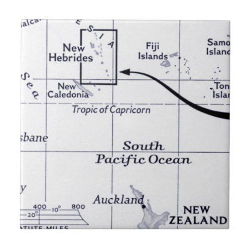 Map of South Pacific Ocean Ceramic Tile
