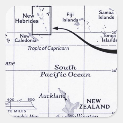 Map of South Pacific Ocean Square Sticker
