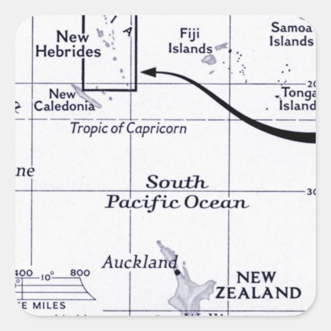 Map of South Pacific Ocean Square Sticker (Front)