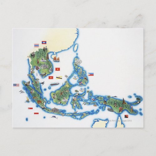 Map of southeastern Asia Postcard