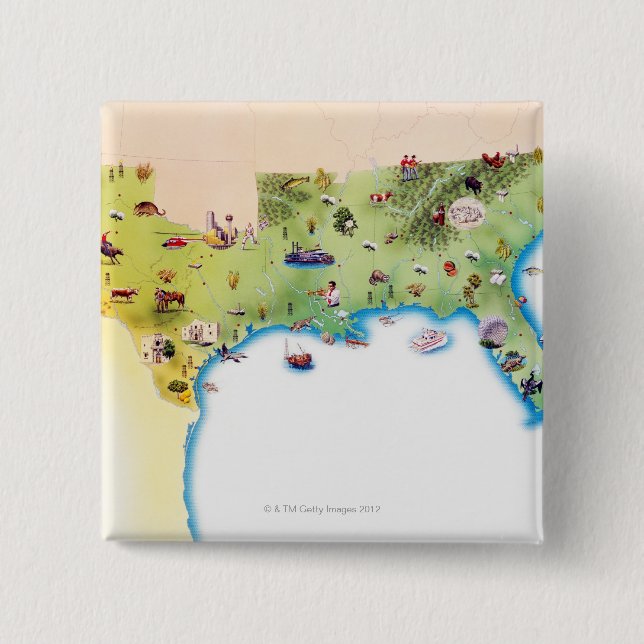 Map of Southern United States of America, with Button (Front)