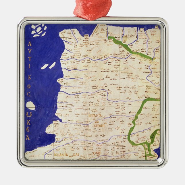 Map of Spain and Portugal, from 'Geographia' Metal Ornament (Front)