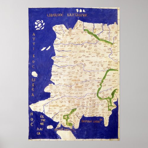 Map of Spain and Portugal from Geographia Poster