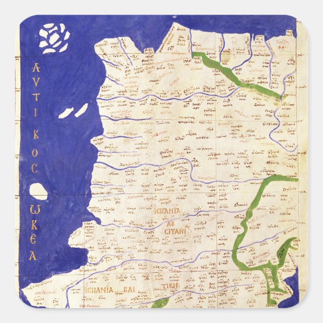 Map of Spain and Portugal, from 'Geographia' Square Sticker (Front)