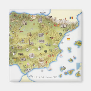 Map of Spain and Portugal Magnet