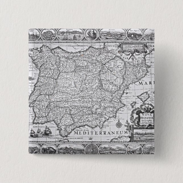 Map of Spain Pinback Button (Front)