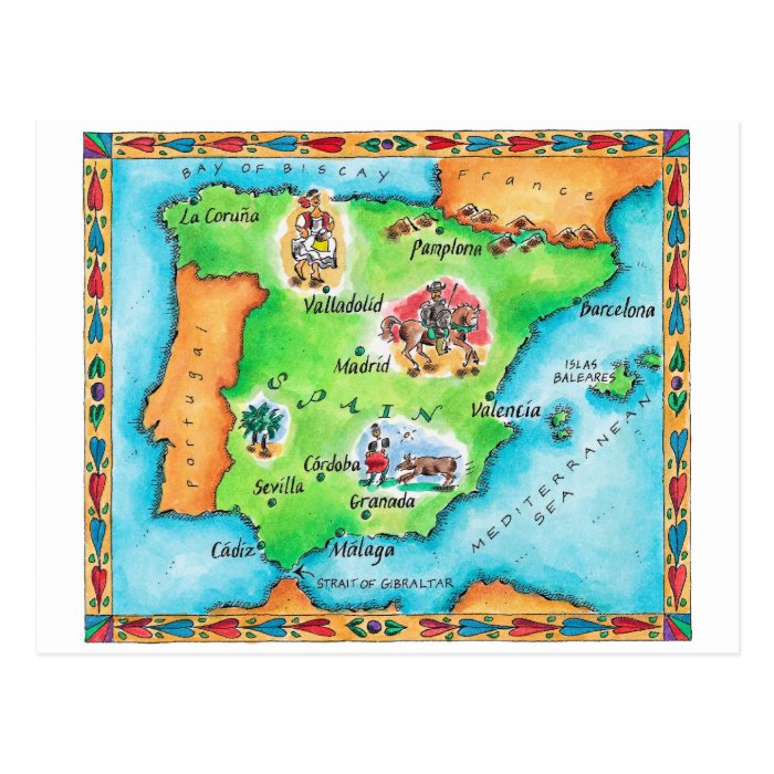 Map of Spain Postcards