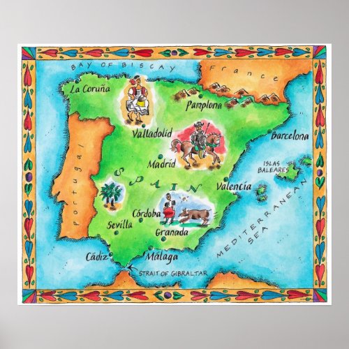 Map of Spain Poster