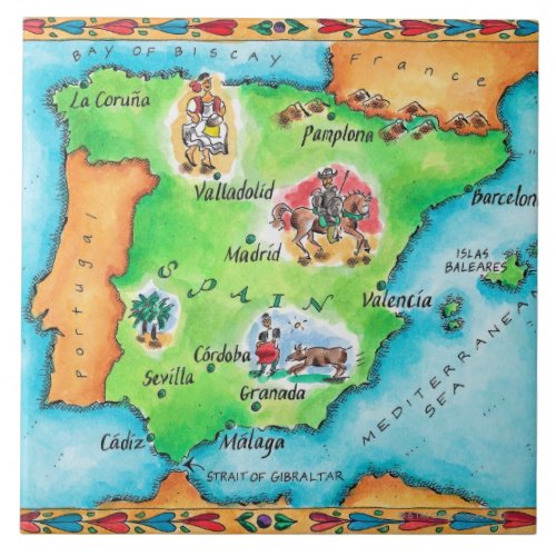 Map of Spain Tile