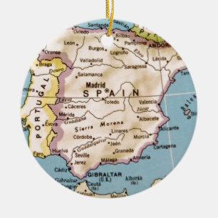 Map of Spain Vintage Design Ceramic Ornament