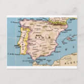 Colorful Map of Spain Design Postcard
