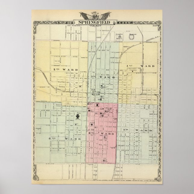 Map of Springfield City Poster (Front)