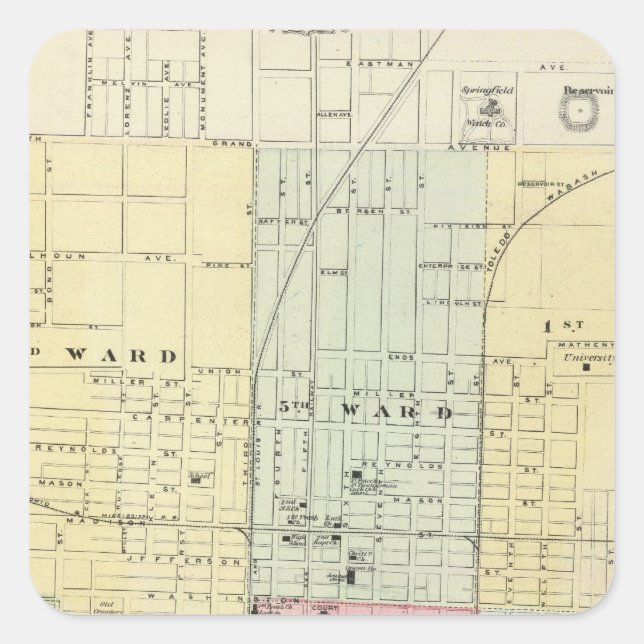 Map of Springfield City Square Sticker (Front)