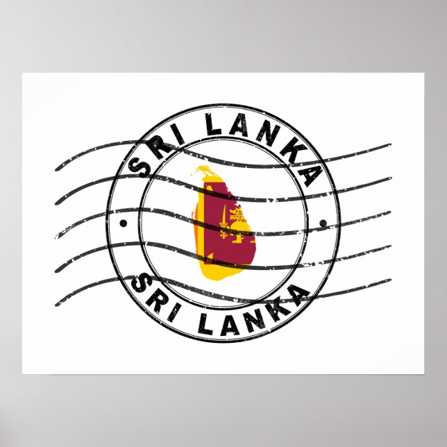 Map of Sri Lanka, Postal Passport Stamp Poster (Front)