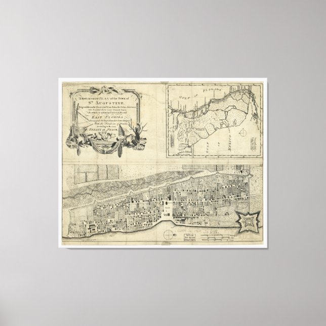 Map of St. Augustine Florida (1764) Canvas Print (Front)