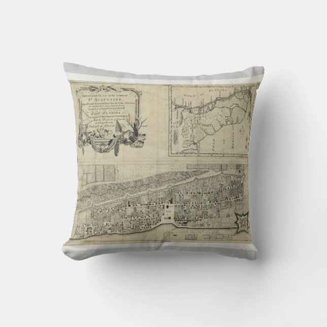 Map of St. Augustine Florida (1764) Throw Pillow (Front)