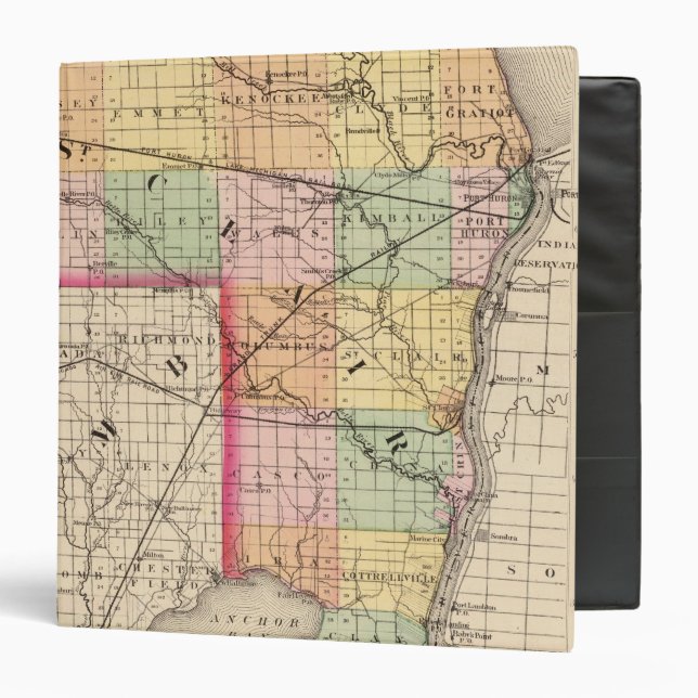 Map of St Clair County, Michigan 3 Ring Binder (Front/Inside)